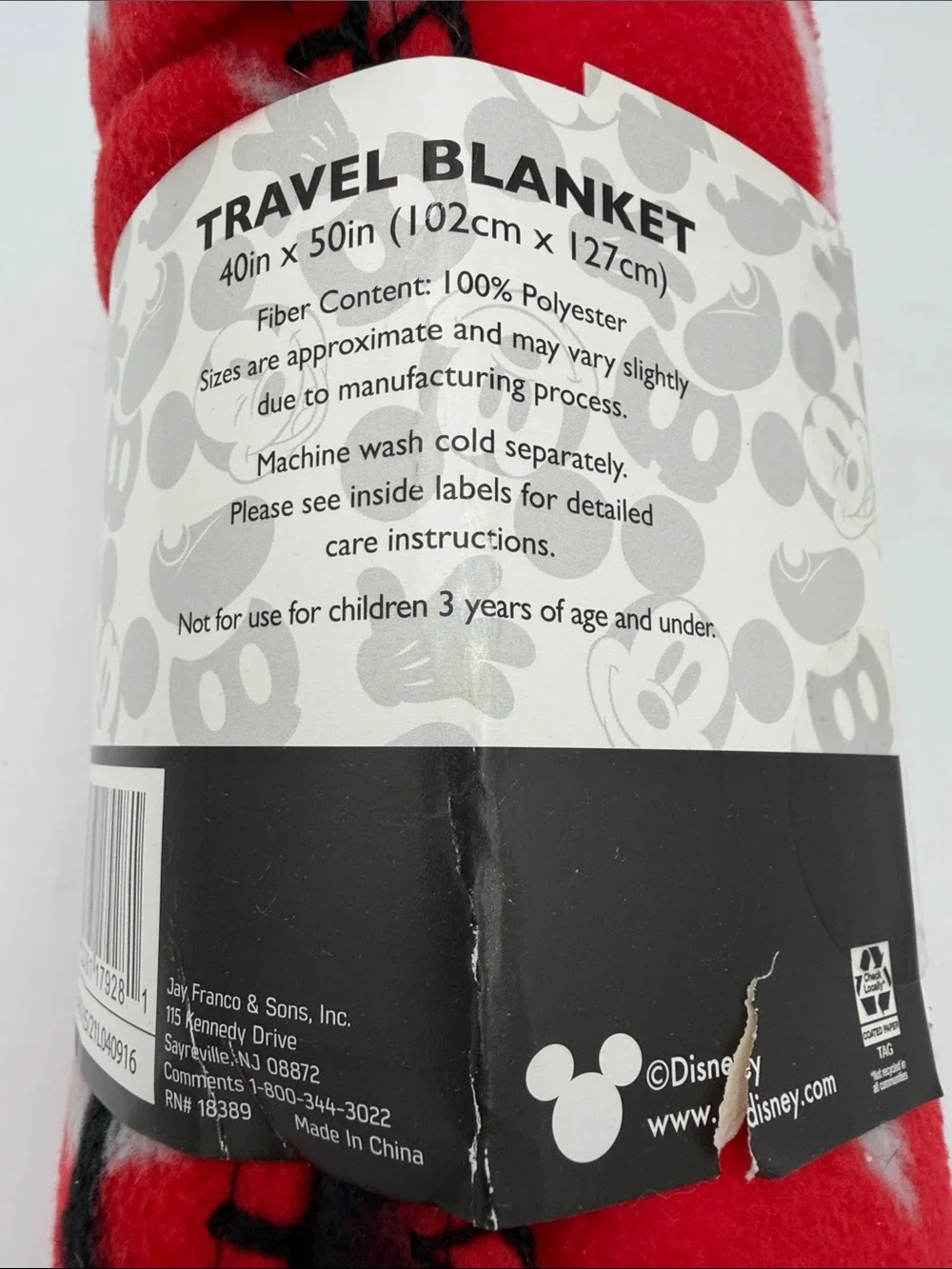 Disney Red and Light Gray Mickey Mouse Fleece Throw